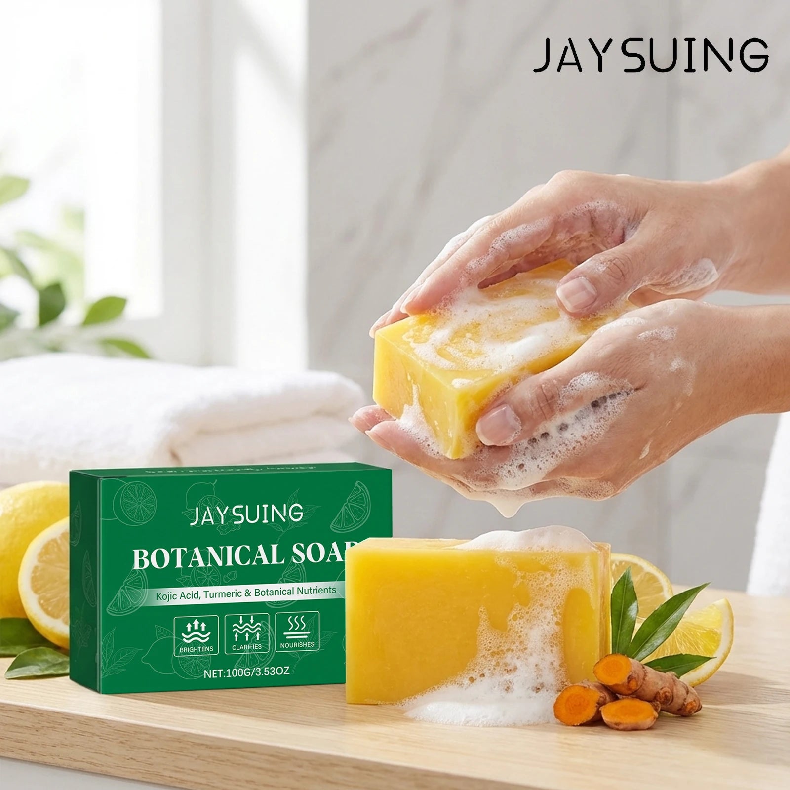 Jaysuing Botanical Soap Deeply Cleanse Skin Remove Dirt Moisturize Dry Skin Gentle Exfoliate Daily Body Wash Turmeric Body Soap Peaceful Pleasures Health and Wellness