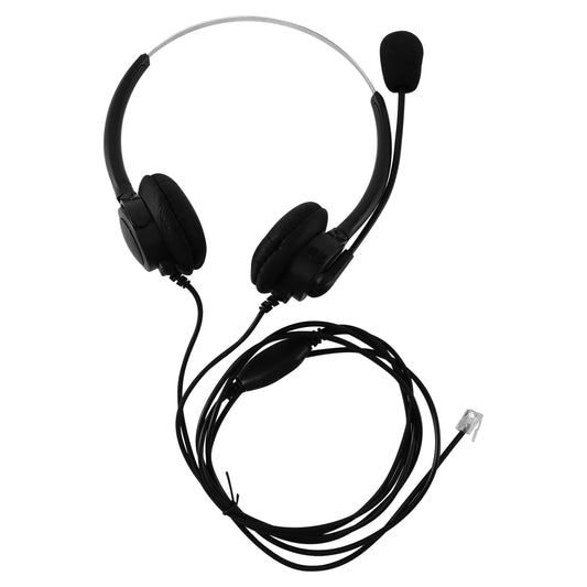 VH500D RJ9 Bilateral Headphone Hands-Free Call Center Noise Cancelling Corded with Adjustable Mic for Telephone Set Peaceful Pleasures Health and Wellness Default Title