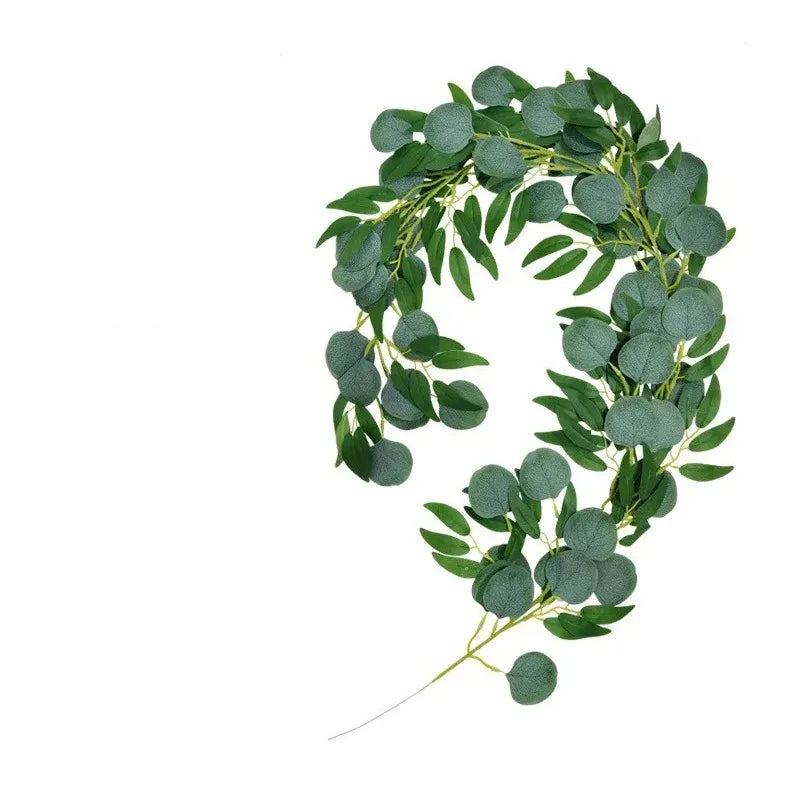 1m Artificial Eucalyptus Vine | Silk Bamboo Leaf Decor Stem