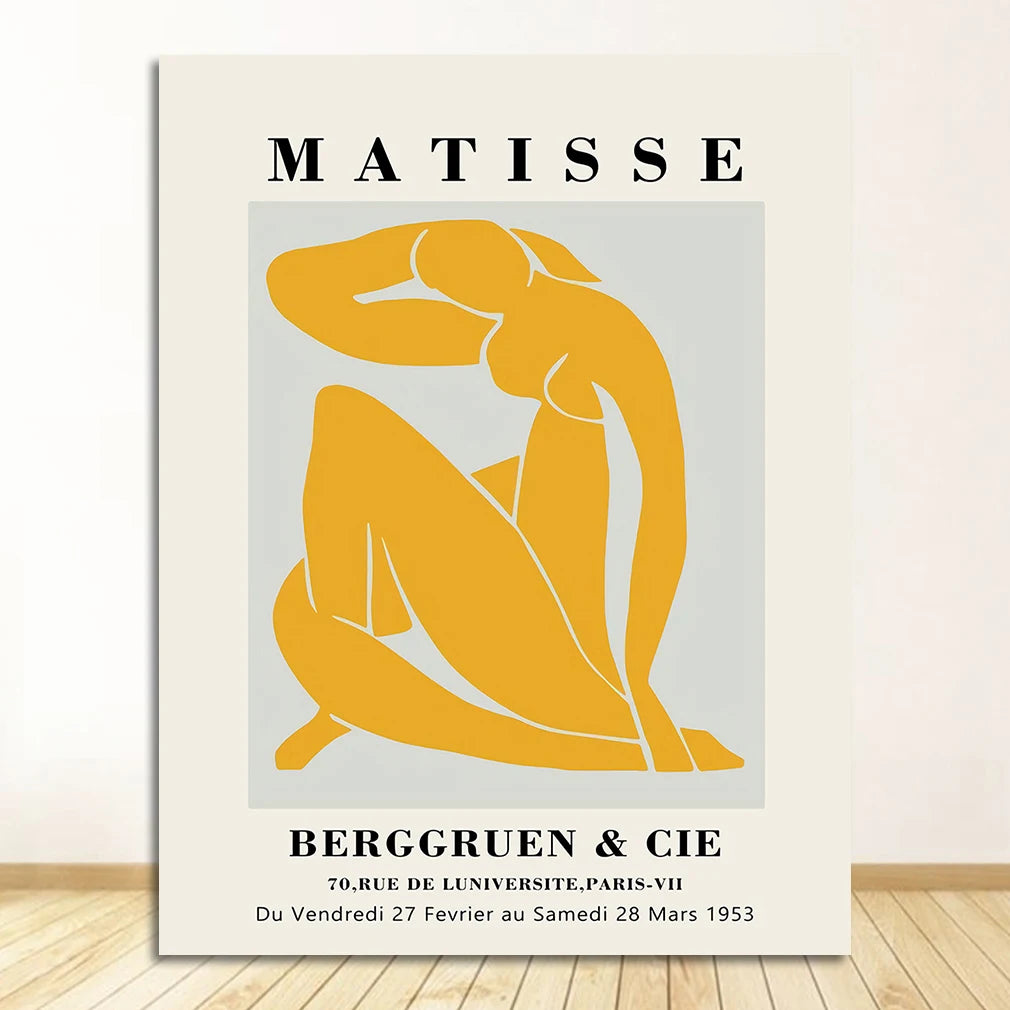 Nordic Matisse Leaf & Figure Canvas Wall Art | Living Room
