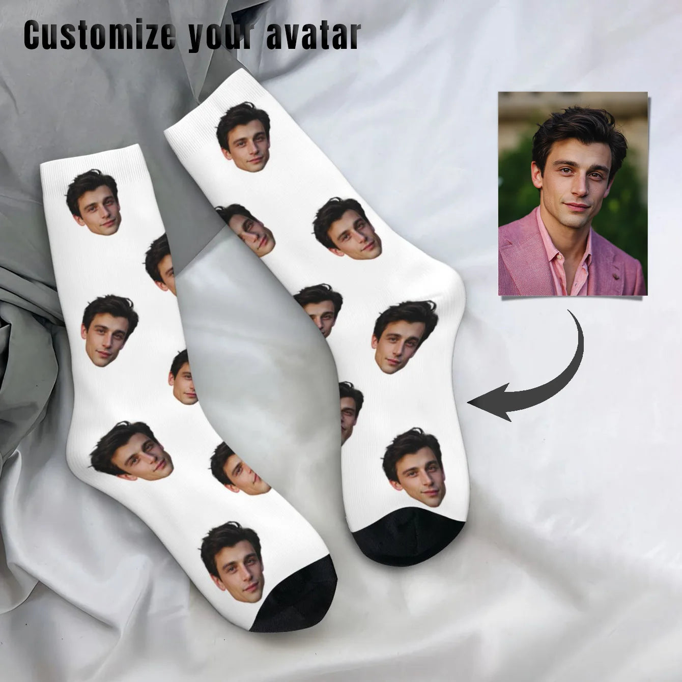 Customized face-shaped socks Unisex customized socks Personalized picture socks Photo socks Customized socks as gifts Peaceful Pleasures Health and Wellness
