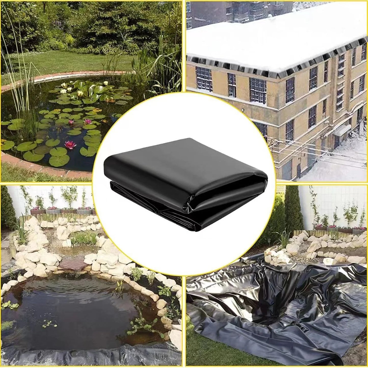 Fish Pond Liner Cloth Waterproof Gardens Pools Membrane Black Flexible Streams Fountains Reinforced Landscaping Pool Liner Peaceful Pleasures Health and Wellness