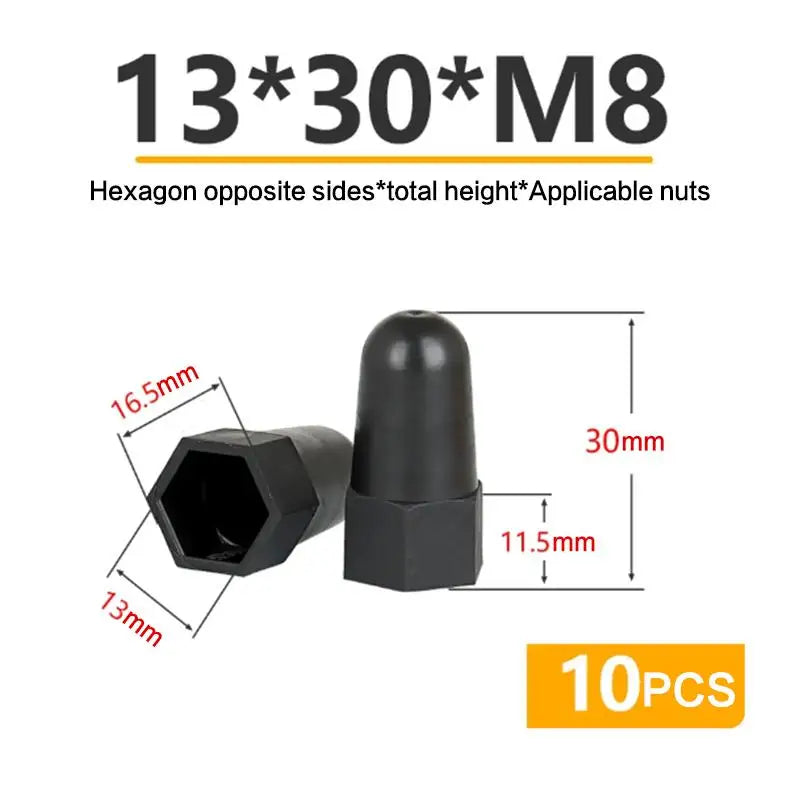 New 10PCS Lengthen Nut Cap Hexagonal Nut M6 M8 M10 M12PE Plastic Nut Protection Caps Hex Screw Protective Sleeve Peaceful Pleasures Health and Wellness A2
