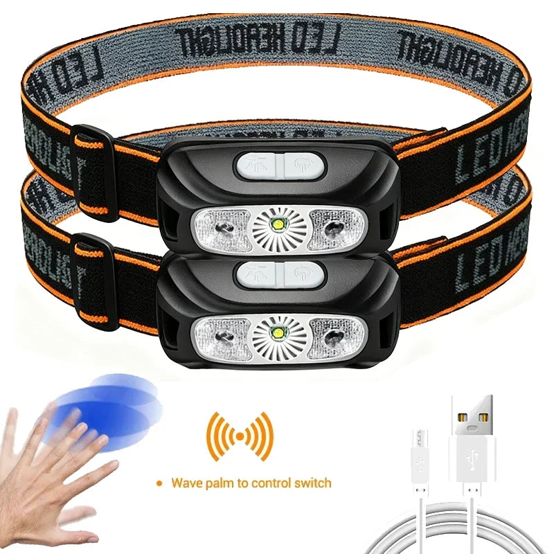 USB Rechargeable LED Headlamp | Motion Sensor, 4 Modes