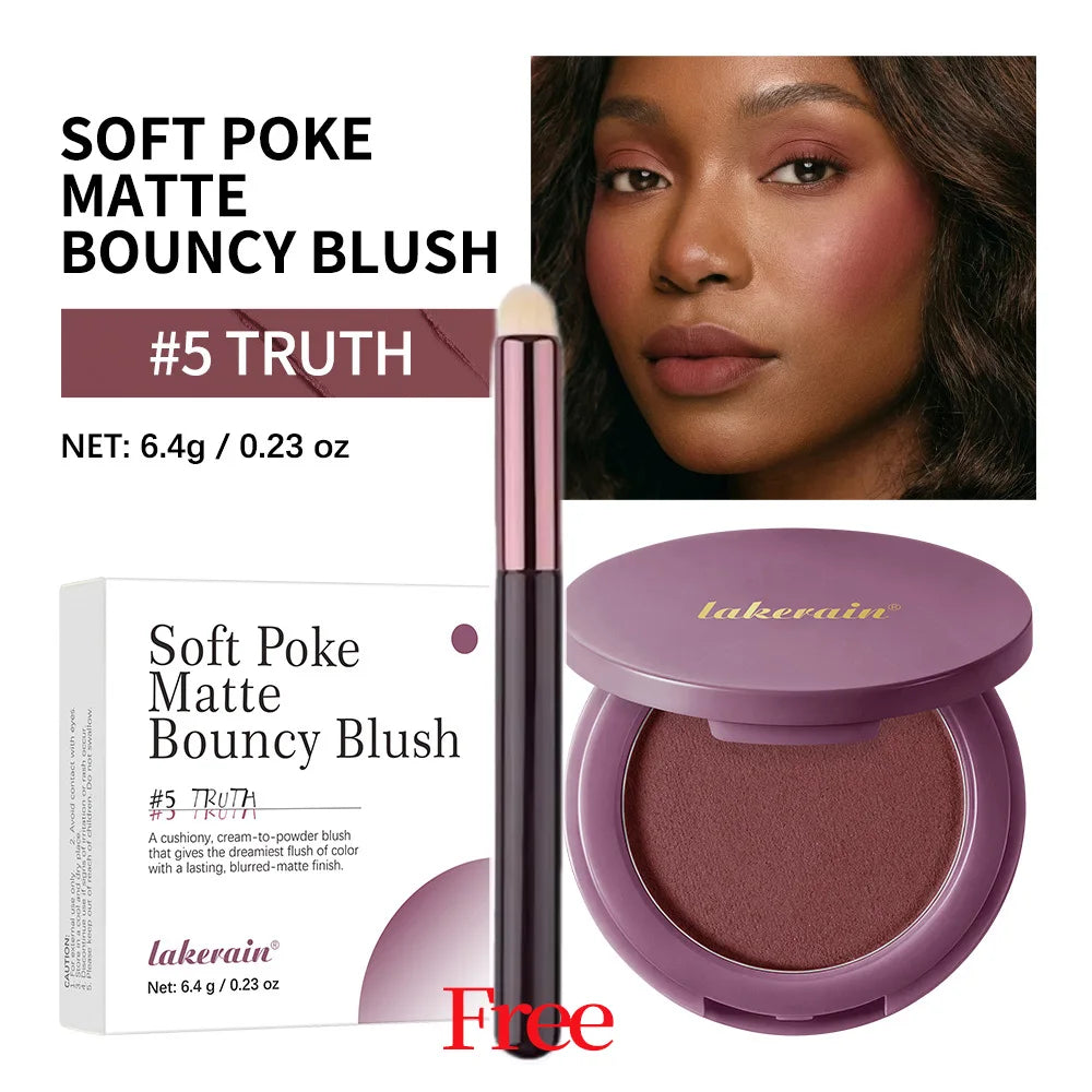 Lakerain Soft Poke Matte Blush Palette with Free Brush Matte Blush Palette Peaceful Pleasures Health and Wellness 05 Truth