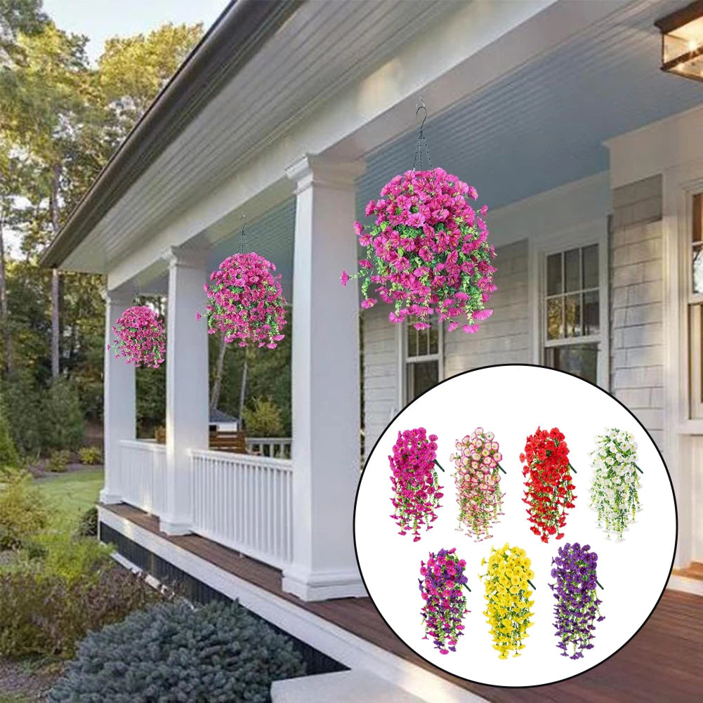 Artificial Hanging Morning Glory Flower Vine Outdoor Garden Porches