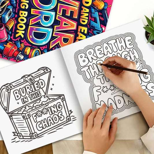 Adult Swearing Coloring Book Humorous Pages Bold Easy-to-do Activity Peaceful Pleasures Health and Wellness