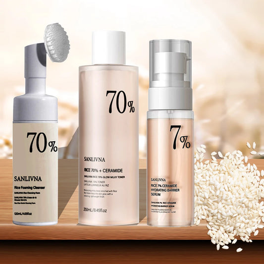 SANENDI Rice Toner Set – 70% Rice Extract & Niacinamide Serum Skincare Set Peaceful Pleasures Health and Wellness