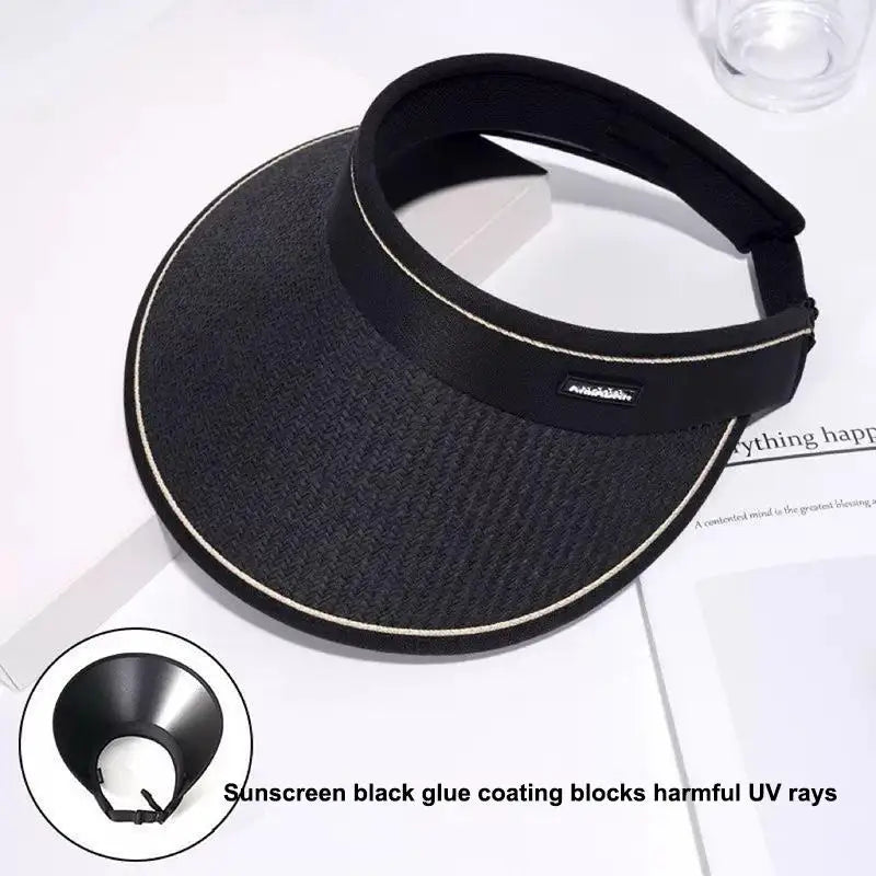 Foldable Straw Sun Visor Hat – UV Protection Beach Cap