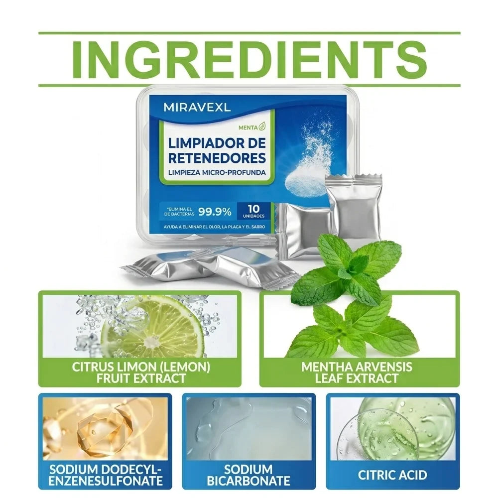 MIRAVEXL Denture & Retainer Cleaning Tablets + Storage Box