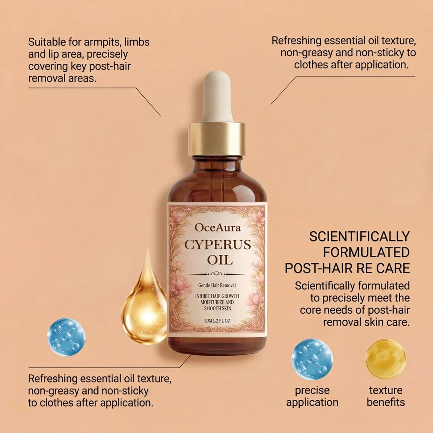 OceAura Cyperus After-Shave Essence Oil 60ml | Soothe & Moisturize