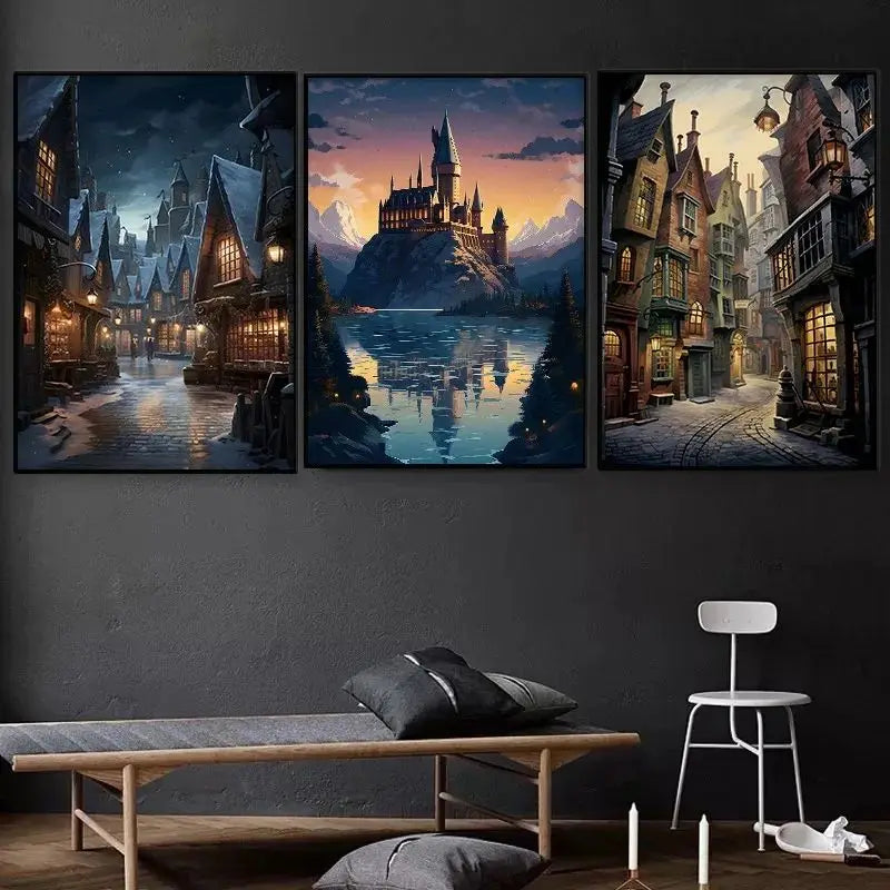 Magical Wizard Castle Canvas Wall Art | Fantasy Witchcraft Poster Canvas Wall Art Peaceful Pleasures Health and Wellness