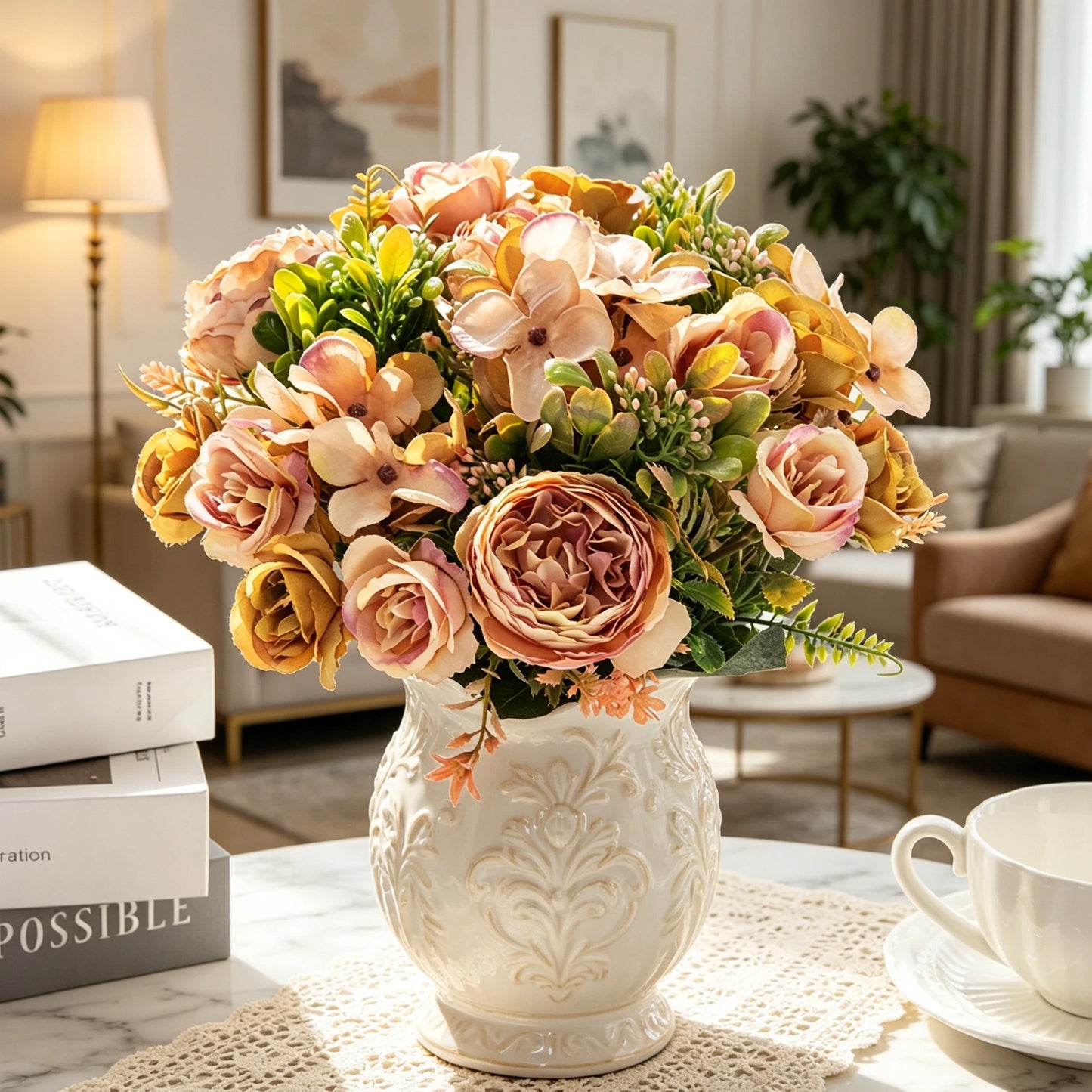 Silk Peony Hydrangea Artificial Flowers for Wedding & Home Decor