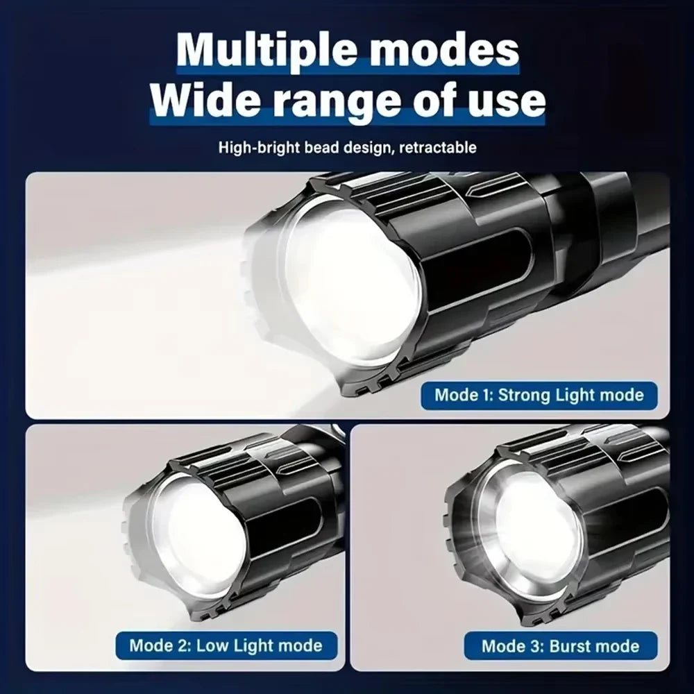 Rechargeable Zoomable LED Flashlight – Waterproof Tactical Torch