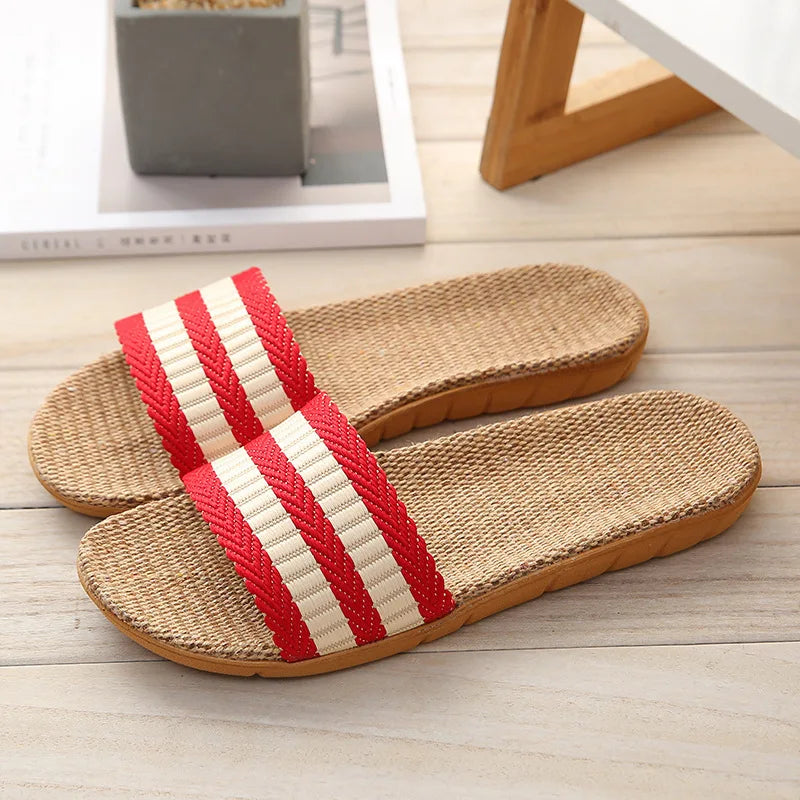 Women's Linen Flat Slippers – Lightweight Summer Home Slides