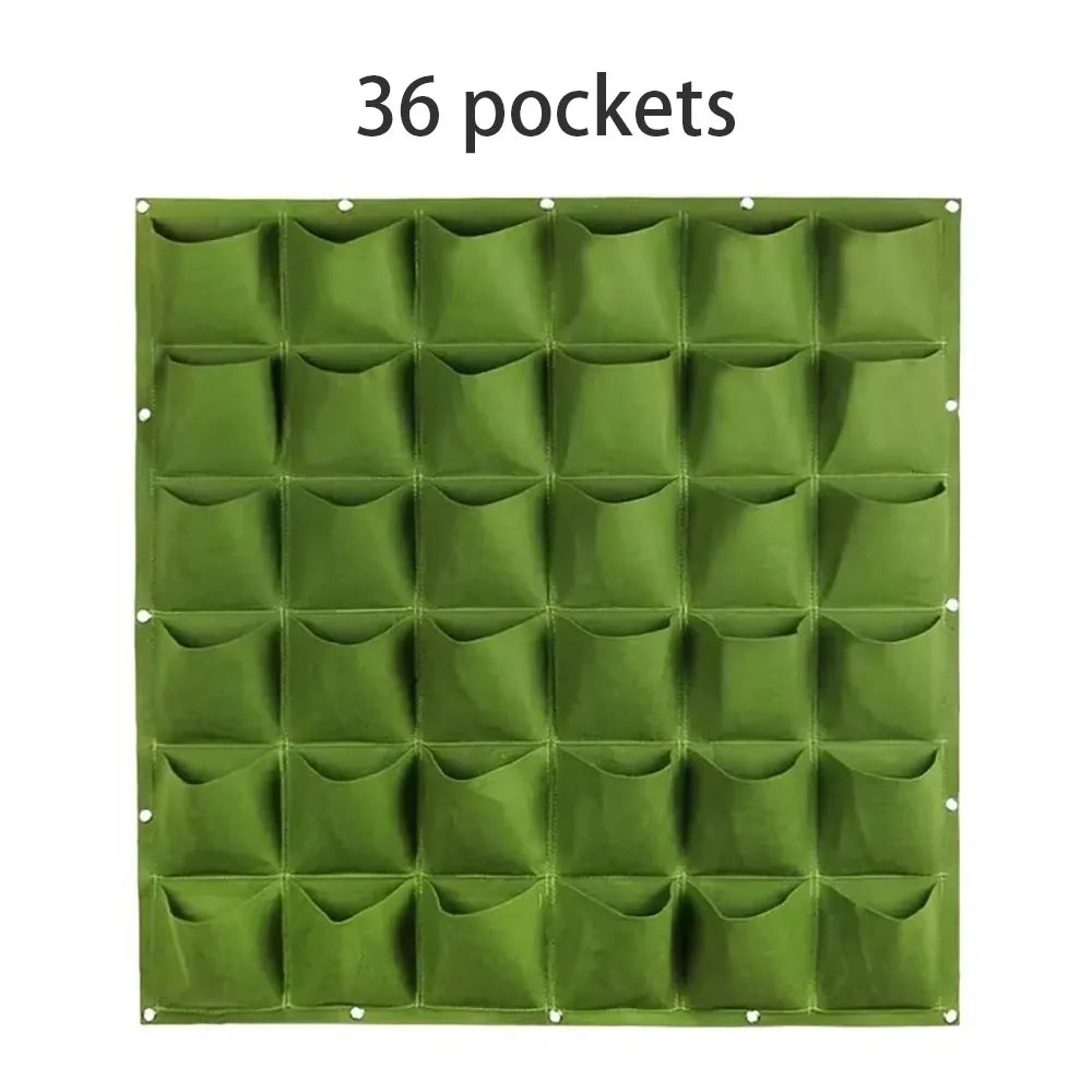 Vertical Wall Hanging Felt Planter Bag | Multi-Pocket Grow Bag