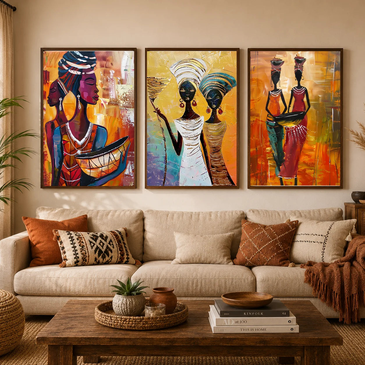 African Tribal Female Abstract Canvas Wall Art | Unframed Print Canvas Wall Art Peaceful Pleasures Health and Wellness