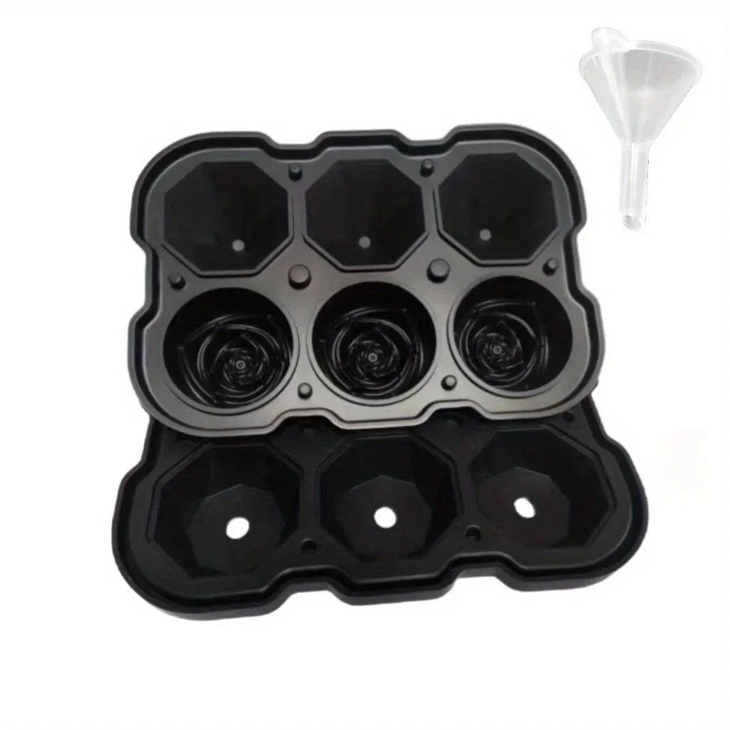 1pc Diamond & Rose Shaped Ice Cube Mould, Modern Silicone Ice Cube Maker Tray For Bar, Office Peaceful Pleasures Health and Wellness