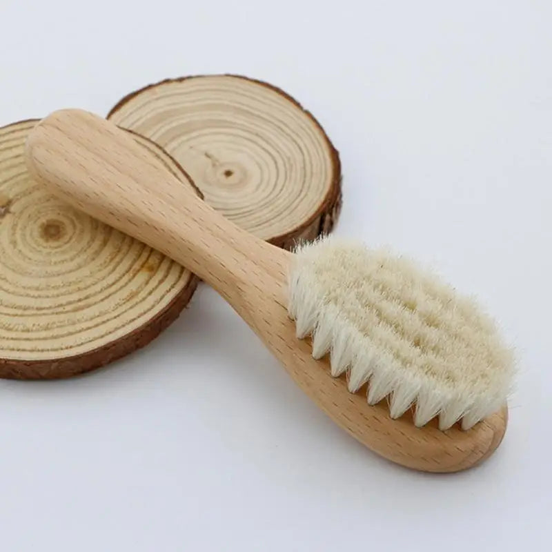 Baby Hair Brush & Comb Set | Soft Goat Bristle Wooden Grooming