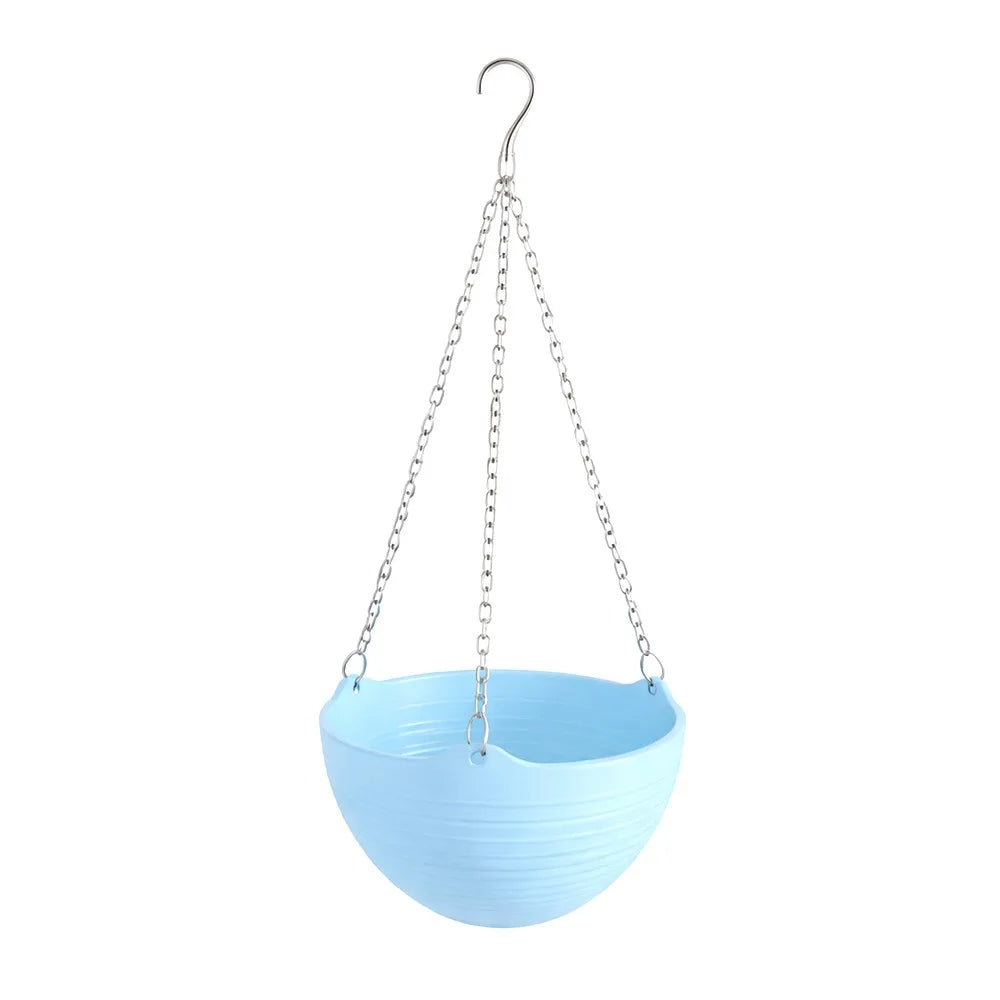 Durable Self-absorbing Hanging Basket Plastic Colorful Flower Pot Hanging Flower Pot Home Decor Peaceful Pleasures Health and Wellness Blue