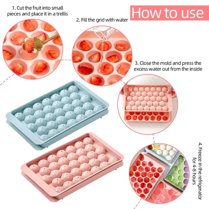 Round Ice Ball Mold – 33-Sphere BPA-Free Silicone Tray (1–10 Pack)