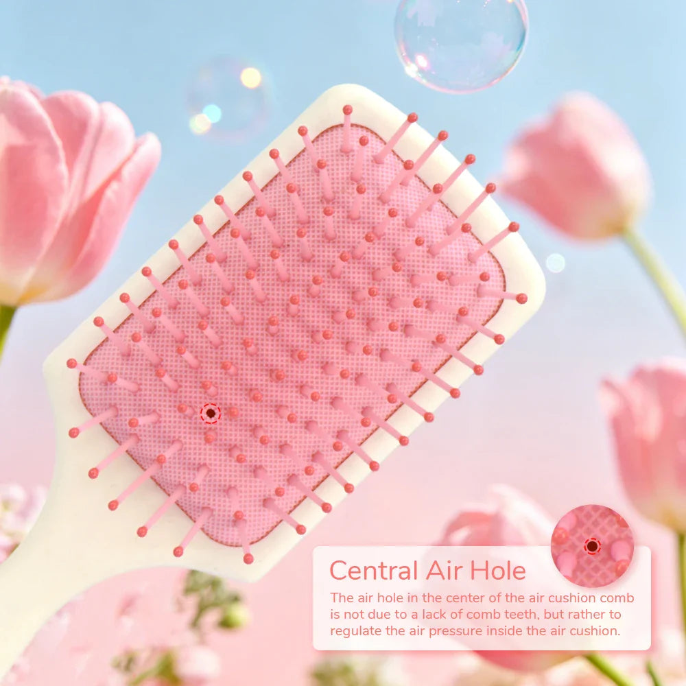 Tulip Oil Painting Air Cushion Hairbrush – Anti-Static Detangling