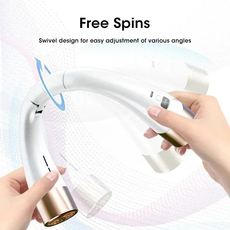 Foldable Hands Free Neck Fan Portable USB Rechargeable 5-Speed Mini Air Cooler Digital Display for Sports Outdoor Office Peaceful Pleasures Health and Wellness