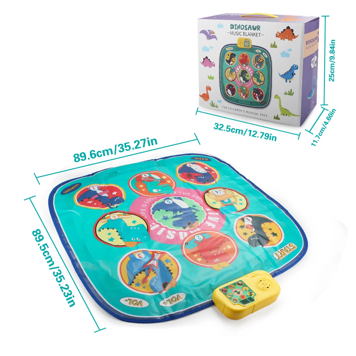 90x90cm Large Elecrtic Dancing Blanket Lights Baby Play Mat Keyboard