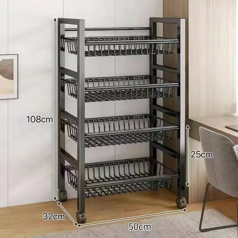 Sturdy Space Saving Heavy Duty Thickened Mesh Basket Kitchen Storage Rack For Vegetable and Fruit Organizer For Dorm Home Use Peaceful Pleasures Health and Wellness Signle 4 Layer A 50