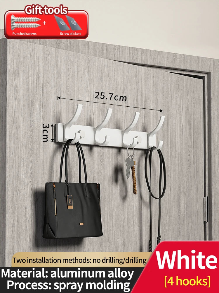 No-Drill Aluminum Wall Hook – Coat, Robe & Bag Hanger Organizer