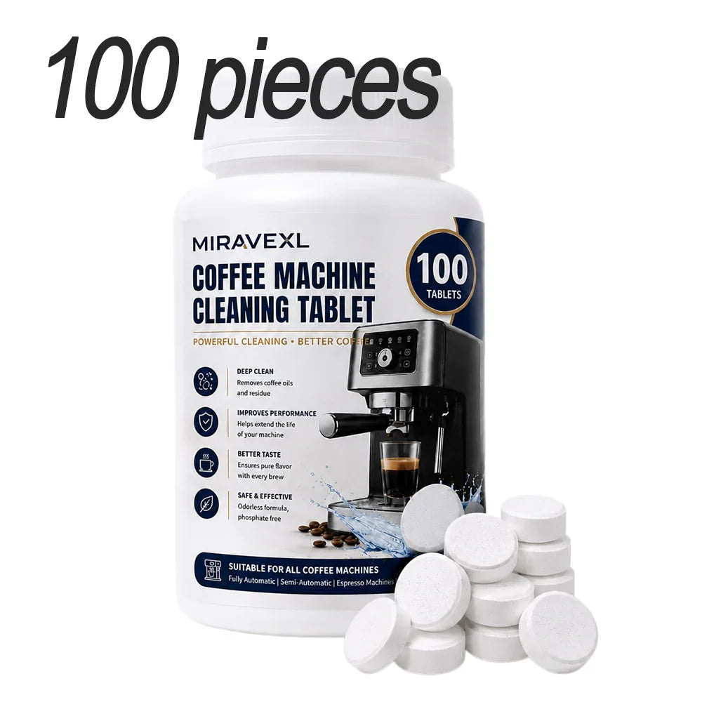 MIRAVEXL 100-Pack Coffee Machine Cleaning Tablets | Espresso & Drip