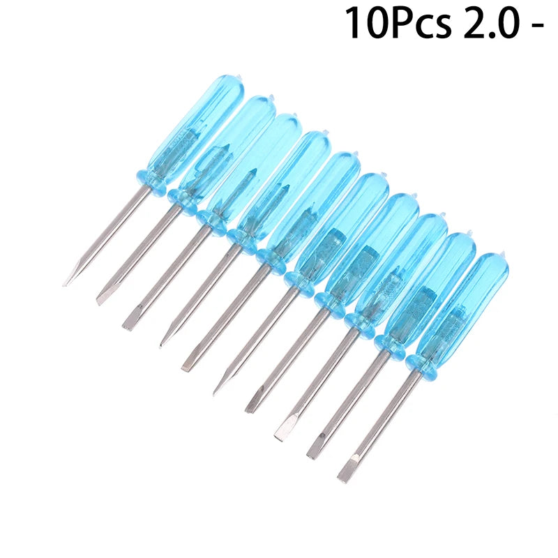 10Pcs Mini Screwdriver Blue Handle Mini Phillips Screwdriver Set Cross/Horizontal Head Precision Repair Tools Electronics Tools Peaceful Pleasures Health and Wellness A2