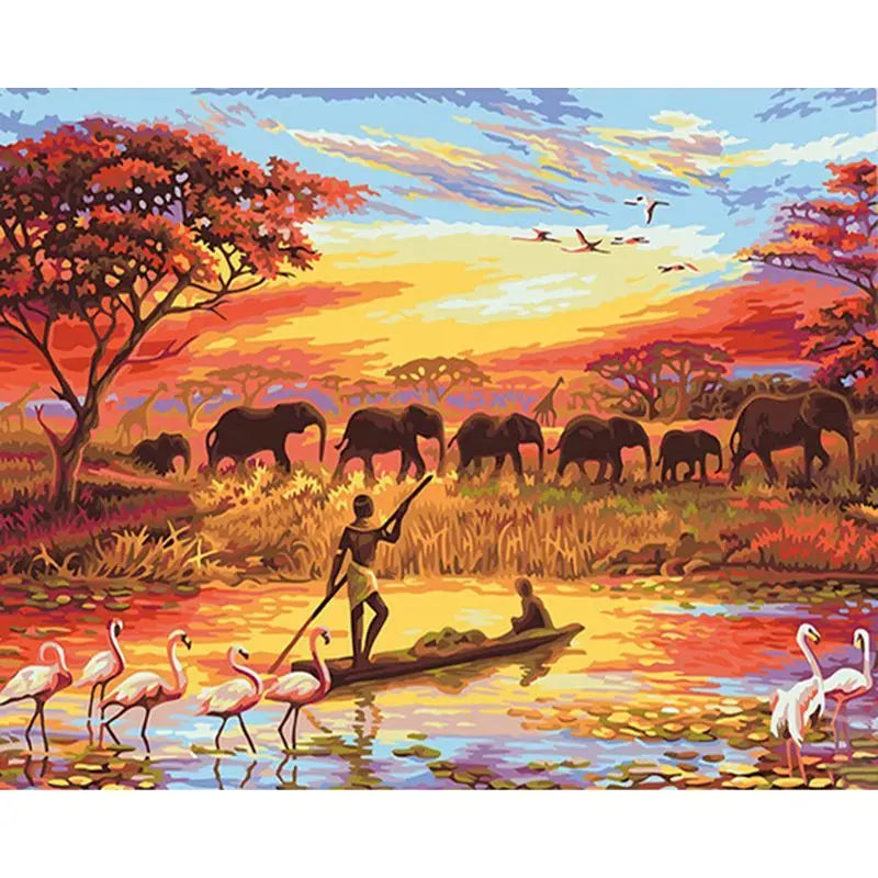 African Elephant Paint by Numbers Kit | 60×75cm Canvas Art