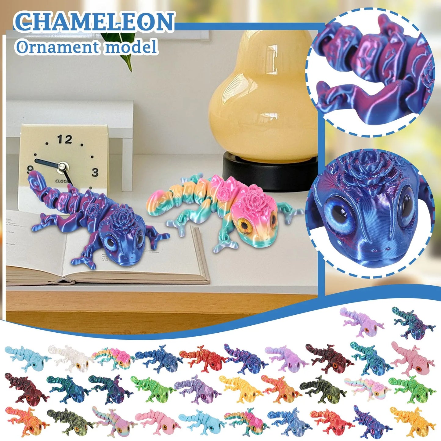 3D Printed Articulated Chameleon Figure | Movable Joints Toy