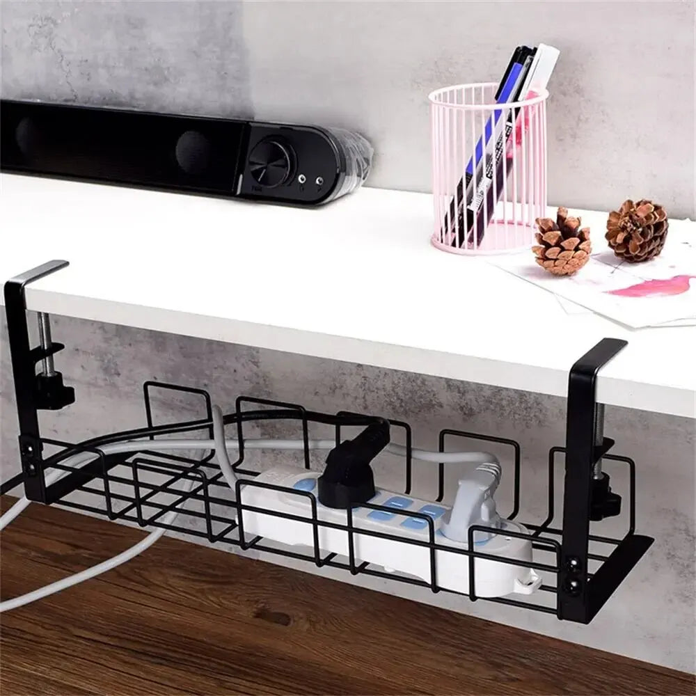 Under Table Storage Rack Metal Cable Management Tray Home Office Desk Wire Organizer No Punching Kitchen Storage Accessories Peaceful Pleasures Health and Wellness
