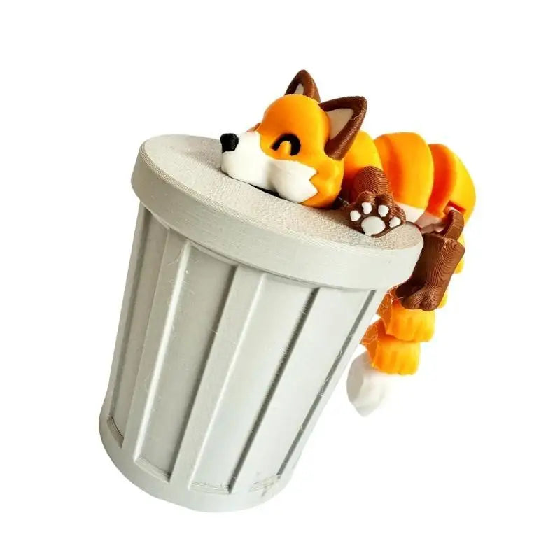 Gray Raccoon Articulated Figurine & Trash Can Stress Toy