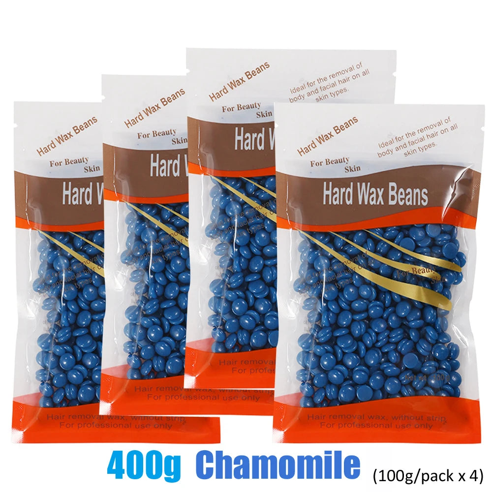 500g 200g 400g 1000g Depilation Wax Pot Hard Wax Beans Wax Beads for Hair Removal Body Wax Removal Hot Film Beans For Women Peaceful Pleasures Health and Wellness 400g-Chamomile