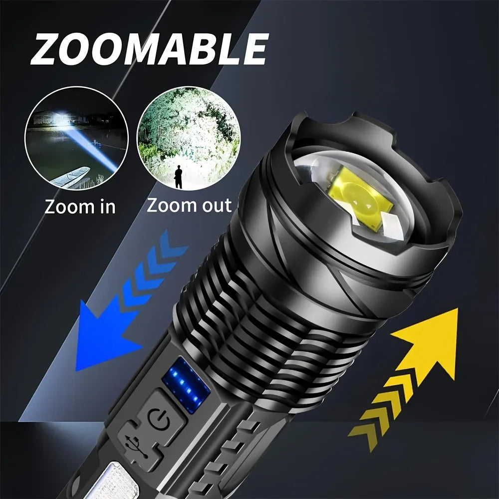 2-Pack Rechargeable LED Tactical Flashlight 2300 Lumen Zoom