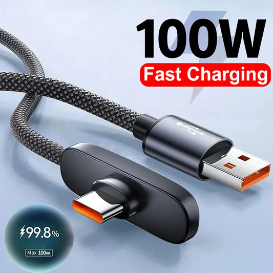 100W USB-C Fast Charging Cable 90° Braided | 1M 1.5M 2M USB-C Charging Cable Peaceful Pleasures Health and Wellness