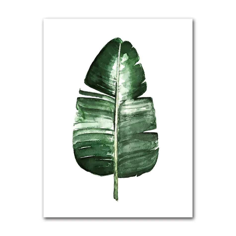 Nordic Tropical Plants Canvas Wall Art | Green Leaves Poster