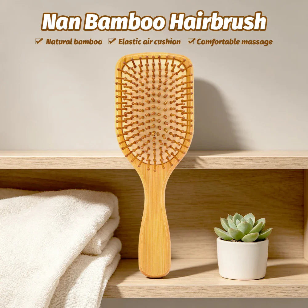 Bamboo Air Cushion Massage Hairbrush – Anti-Static Comb