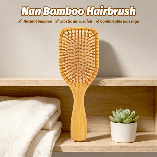 Bamboo Air Cushion Massage Hairbrush – Anti-Static Comb Bamboo Massage Hairbrush Oasis Select
