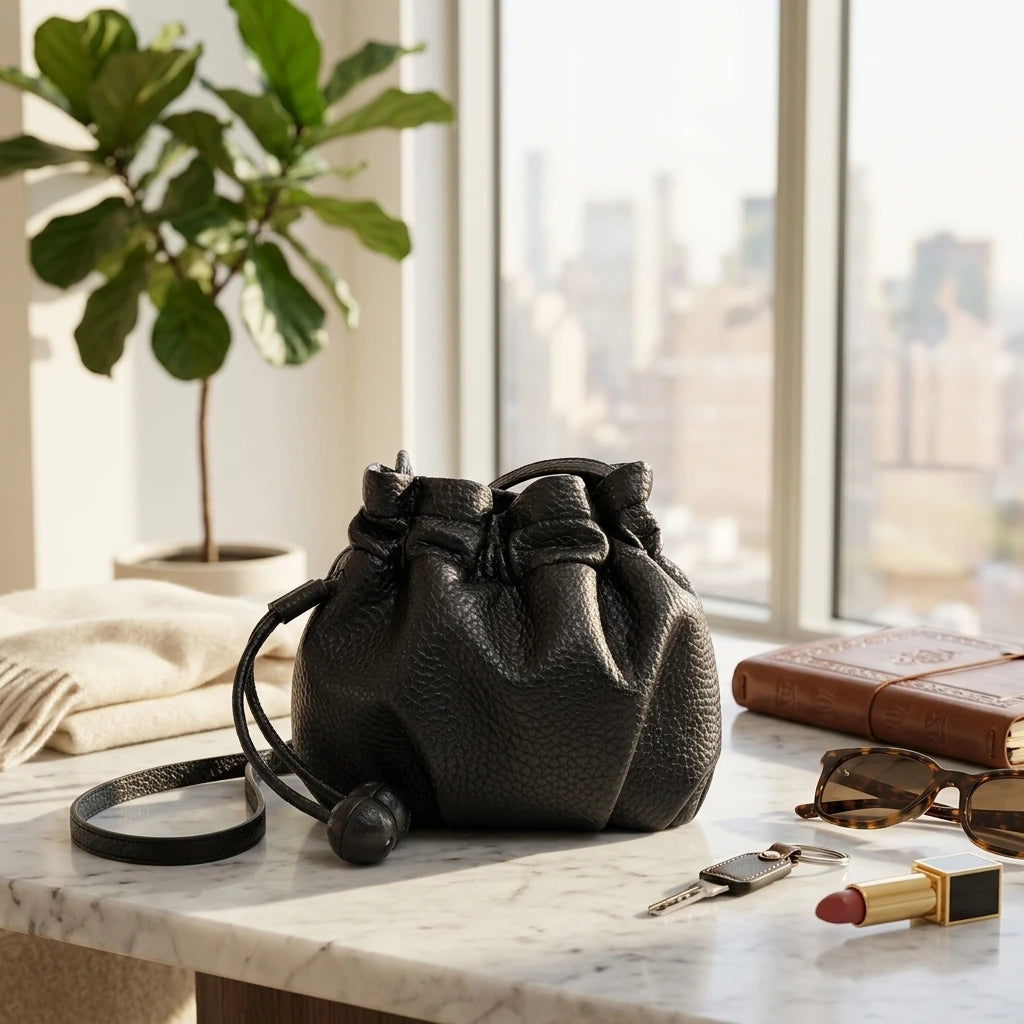 Women Drawstring Bucket Bag Large Capacity Soft Shoulder Crossbody Bag for Daily Use Peaceful Pleasures Health and Wellness