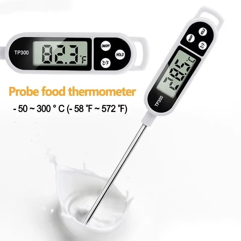 Stainless steel probe cooking food, barbecue stove, water, milk, oil, liquid meat, digital kitchen thermometer kitchen tools Peaceful Pleasures Health and Wellness WHITE