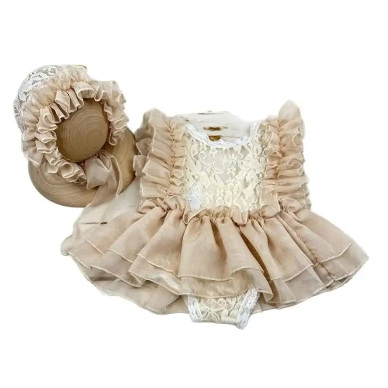 Newborn Photography Dress & Hat Set | Baby Girl 0–1 Month