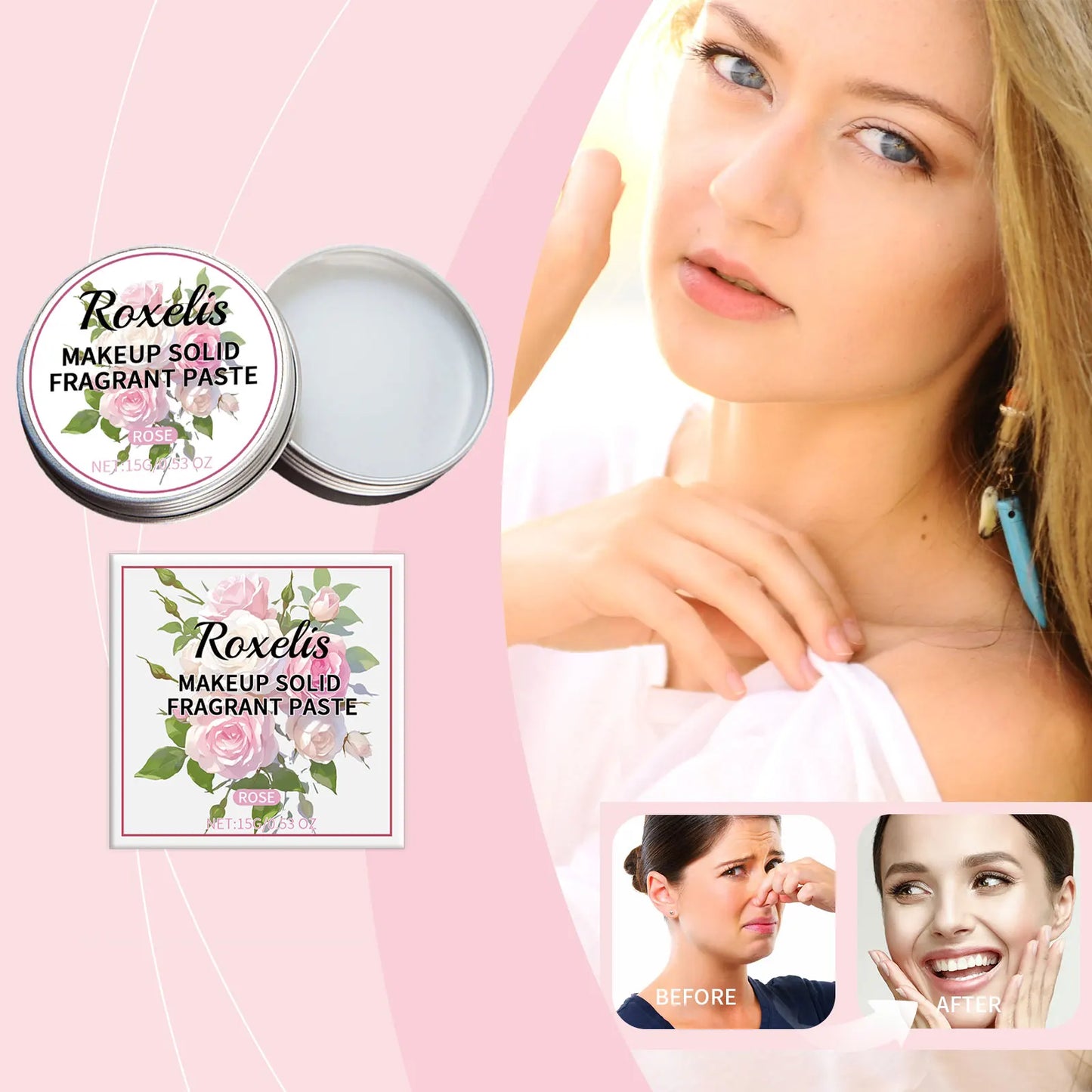 ROXELIS Rose Solid Perfume Balm | Travel Pocket Parfum for Women