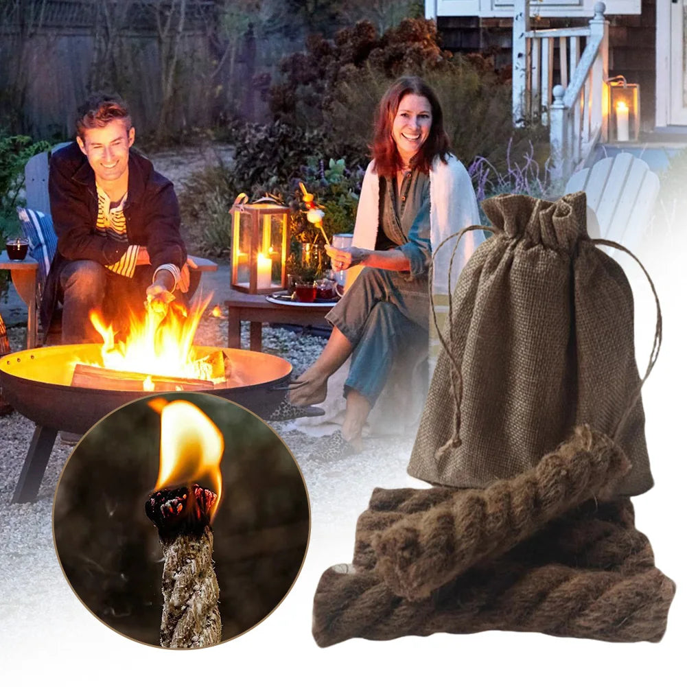 Hemp Rope Fire Starters Wax-Infused Hemp Tinders Rope Weatherproof Fire Starters Kit For Outdoor Grills Camping Survival Tool Peaceful Pleasures Health and Wellness