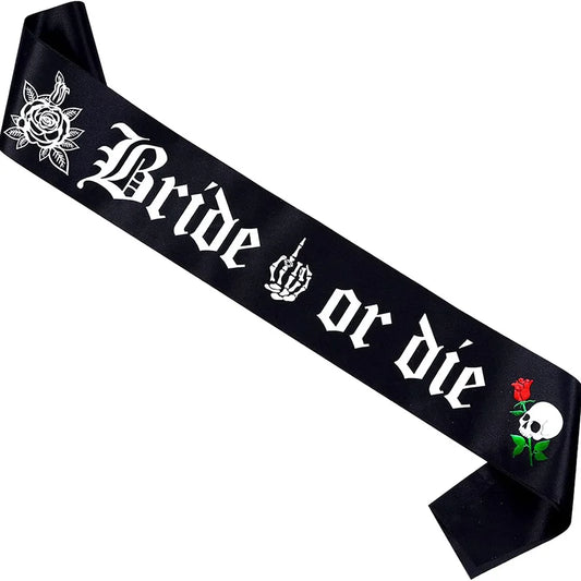 Bride or Die Gothic Sash | Halloween Bachelorette Party Bachelorette Party Sash Peaceful Pleasures Health and Wellness