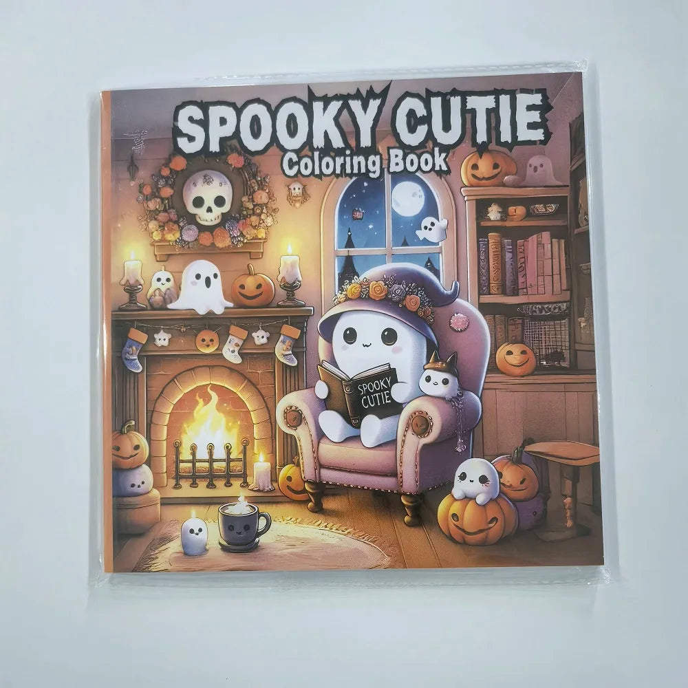 Halloween Spooky Cute Coloring Book Stress Relief Art Kids Adults