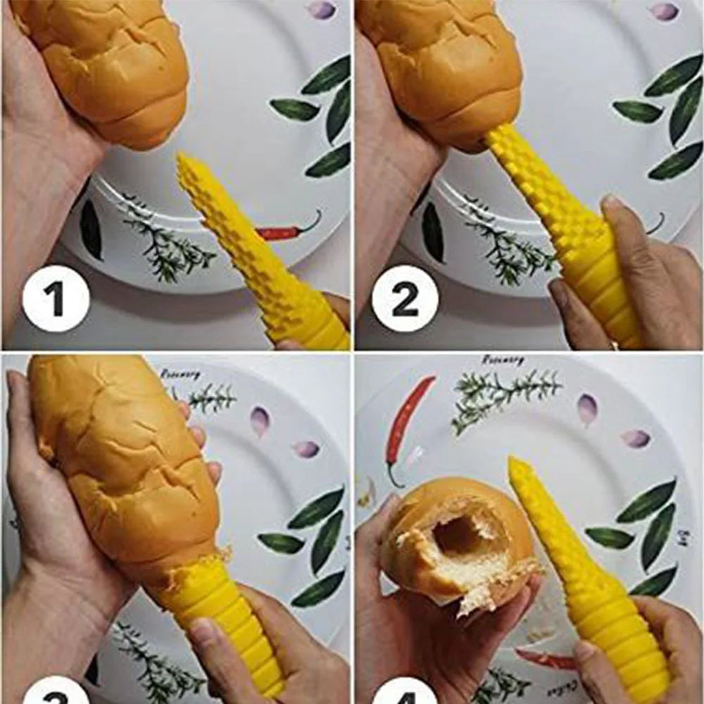 ABS Bread Driller Hot Dog Bun Driller Non Stick Hot Dog Bread Drilling Tool for Kitchen Camping BBQ Party Hot Dog Bread Driller Peaceful Pleasures Health and Wellness